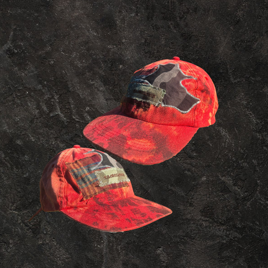 RED PATCHWORK 5 PANEL CAP